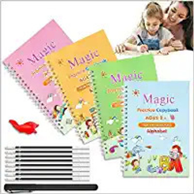 Copybook AGES 3+ FOR PRESCHOOLS NUMBER ALPHABET DRAWING MATH (SPIRAL, SANK MAGIC BOOK, MAGIC PRACTICE BOOK, KIDS PRACTICE BOOK, PRACTIVE COPY BOOK)(Hunk Deal's, Others, Generic)