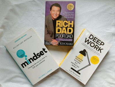 Mindset + Rich Dad Poor Dad + Deep Work (Set Of 3 Life-Changing Books) | Success, Wealth(Paperback, Carol S. Dweck, Robert T. Kiyosaki, Cal Newport)