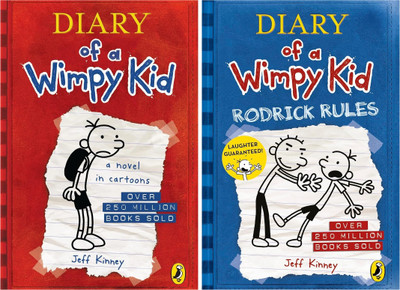 Set Of 2 (Two) Books Of Diary Of A Wimpy Kid : Diary Of A Wimpy Kid, Rodrick Rules(Paperback, Jeff Kinney)