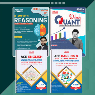 Set Of 4 Daksh Quant & Champion Reasoning 2.0 & Ace English Language & Banking And Static Awareness|For RBI|SBI|IBPS|RRB(Paperback, Adda247 Publications)