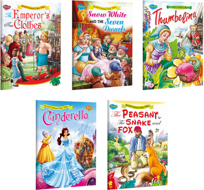 Set Of 5 World Famous Story Books (The Emperor's New Clothes, Snow White & The Seven Dwarf, Thumbelina, Cinderella, The Peasant, The Snake And The Fox)(Paperback, Manoj Publications Editorial Board)