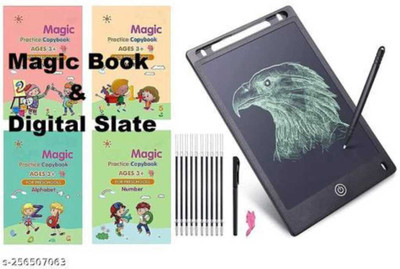 Practice Copybook (4 Books 10 Refill) Number Tracing Book Writing Pad Drawing Tablet Tab With Pen Electronic LCD Kids Tablet 8.5 Inches (MB And DS)(Hardcover, Pegasus)