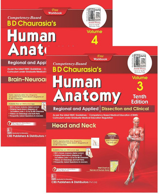 Human Anatomy, 10/e Volumes 3 – 4 , Regional And Applied Dissection And Clinical HEAD And NECK , BRAIN And NEUROANATOMY (PB- 2024)--With Free Workbooks + QR Code For Online Material | Pack Of 2(Paperback, BD Chaurasia’s) Human Anatomy, 10/e Volumes 3 – 4 , Regional And Applied Dissection And Clinical HEAD And NECK , BRAIN And NEUROANATOMY (PB- 2024)--With Free Workbooks + QR Code For Online Material | Pack Of 2(Paperback, BD Chaurasia’s)