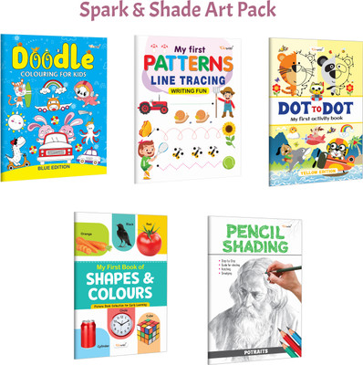 DOODLE COLOURING FOR KIDS - BLUE EDITION, My First Line Tracing Patterns Writing Fun And More :- Doodle Drawing Book, Tracing Practice, Dot-To-Dot Preschool And Learning Pack | Combo Of 5 Books(Paperback, GOWOO)