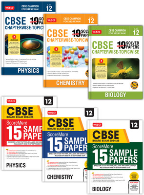 MTG CBSE 10 Years (2024-2015) Chapterwise Topicwise Solved Papers With CBSE ScoreMore 15 Sample Paper Class 12 Physics, Chemistry, Biology (Set Of 6 Books) - CBSE Champion For 2025 Exam | Video Solution Of PYQs(Paperback, MTG Editorial Board)