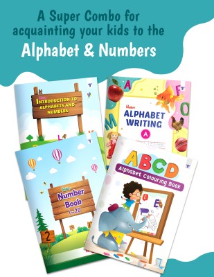 Alphabet Book, Number Book & Colouring Book For Children | ABC Alphabet Learning Books For Kids | Practice Numbers Writing 1-20 & ABCD Colouring For Children | Pack Of 4 Books(Paperback, Target Publications)