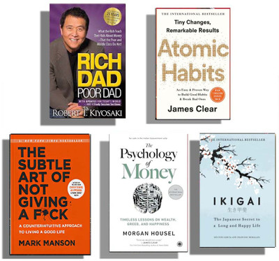 RiyazBooks Combo:- Rich Dad Poor Dad & Atomic Habit & The Subtle Art Of Not Giving Fu** & The Psychology Of Money & Ikigai ( English Pack 5 )(Paperback, jemas, Mark Manson, Robert)