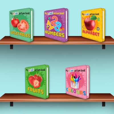 Set Of 5 MY PADDED PICTURE BOOK Alphabet, Numbers, Fruits, Vegetables And Colours| The Vibrant 5-Book Set Of Alphabets, Numbers, Fruits, Vegetables, And Colours Picture Book(Hardcover, Sawan)
