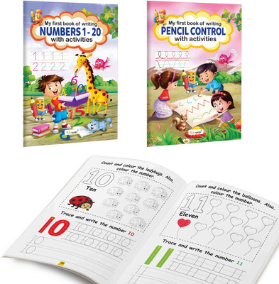 My First Book Of Writing Pencil Control And Numbers 1-20 With Activities : Numbers Learning Activity Book For Kids, Pencil Control Writing Book | Pack Of 2 Writing Activity Books(Paperback, GOWOO)