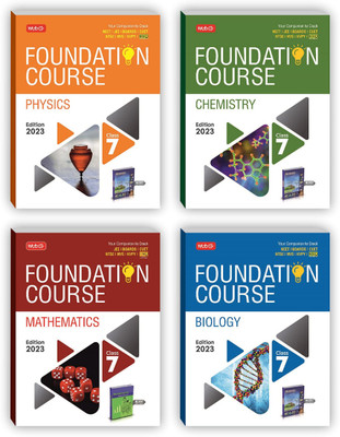 MTG Foundation Course Class 7 - Physics, Chemistry, Biology, Mathematics (Set Of 4 Books) - Your Companion To Crack NTSE-NVS-KVPY-BOARDS-IIT JEE-NEET-NSO Olympiad Exam, Based On Latest Pattern-2023(Paperback, MTG Editorial Board) MTG Foundation Course Class 7 - Physics, Chemistry, Biology, Mathematics (Set Of 4 Books) - Your Companion To Crack NTSE-NVS-KVPY-BOARDS-IIT JEE-NEET-NSO Olympiad Exam, Based On Latest Pattern-2023(Paperback, MTG Editorial Board)