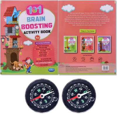Pack Of Navneet 101 Brain Boosting Activity Book- Preschool Kids- Age 3+, Logical Reasoning, Best Brain Teaser Book- Fun Activities - Maze, Hidden Picture, Puzzle And Set Of Compass (2 Pcs)(Paperback, PANEL OF AUTHORS)