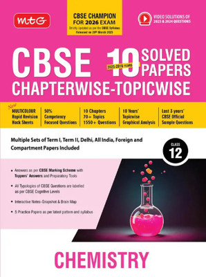 Mtg Cbse 10 Years (2025-2016) Chapterwise Topicwise Solved Papers Class 12 Chemistry - Cbse Champion For 2026 Exam (English, Paperback, Unknown)(Paperback, MTG Learning Media Pvt. Ltd.)