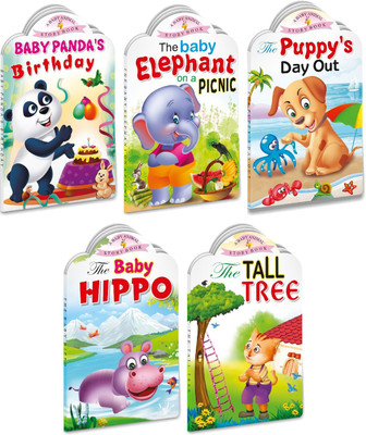 Sawan Present Set Of 5 Story Books | Baby Animals Series | Baby Panda, Baby Elephant, Puppys Day Out, Baby Hippo & Tall Tree(Board Book, Manoj Publications Editorial Board)