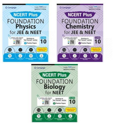 Class 10th NCERT Plus Foundation Physics + Chemistry + Biology For JEE & NEET Combo (Set Of 3 Books) - New Edition 2025 Paperback – 5 January 2025(Hardcover, cengage) Class 10th NCERT Plus Foundation Physics + Chemistry + Biology For JEE & NEET Combo (Set Of 3 Books) - New Edition 2025 Paperback – 5 January 2025(Hardcover, cengage)