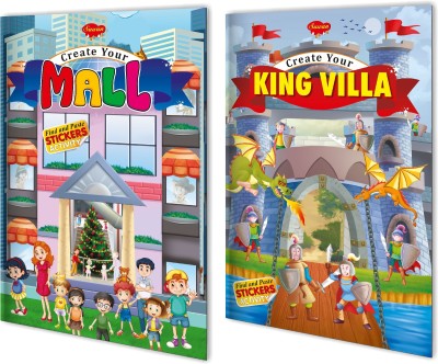 Create Your Kings Villa, Create Your Mall | Set Of 2 Find And Paste Sticker Activity Books By Sawan(Paperback, Manoj Publications Editorial Board)