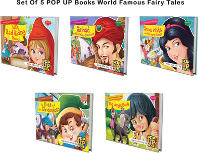 Set Of 5 POP UP Books World Famous Fairy Tales | Little Red Riding Hood , Sinbad & The Valley Of Diamonds, Snow White & The Seven Dwarfs, The Elves & The Shoemaker And The Jungle Book| Tales Of Enchantment From Little Red Riding Hood To The Jungle Book(Hardcover, SAWAN)