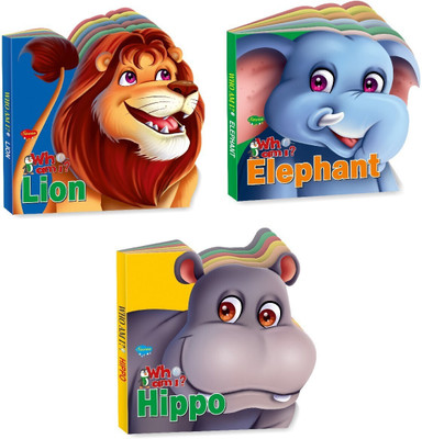 Sawan Presents Set Of 3 Who Am I Story Books Of Lion , Elephant & Hippo(Board Book, Manoj Publications Editorial Board)