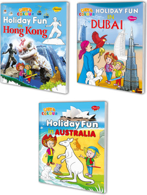 Best For Kids Set Of 3 Vacation Colouring Book | Holiday Fun With Hong Kong, Dubai And Australia(Paperback, Manoj)