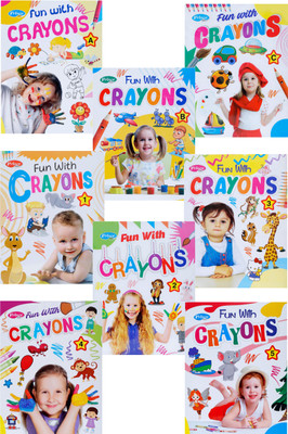 Set Of 8 – Fun Crayons Colouring Books For Kids (Part A To C & Part 1 To 5) | Big Pictures | One Picture Per Page | Wax Colour Free | 128 Total Pages | Colouring Books For Children Ages 2–6(Paperback, Kamal Book)