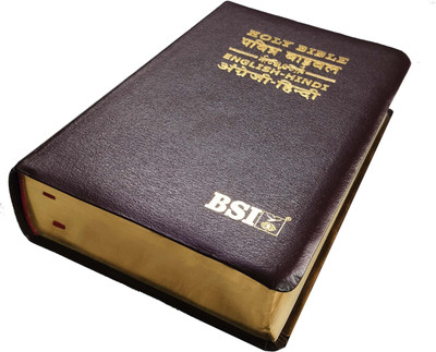 English And Hindi Diglot Bible Regular BL Burgundy (NAP) Italian Leather Containing Old And New Testament (Updated Size 2025) BSI(Leather, Hindi, God's Word)
