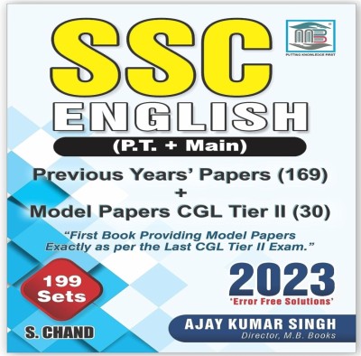 Ajay Kumar Singh
SSC English (P.T. + Main) 199 Sets | 169 Previous Year's Papers + 30 Model Papers CGL Tier 2 | Error Free Solutions | PYQ | Grammar, Vocabulary - S.Chand's Competitive Exam Book 2023 Latest Edition(Paperback, Ajay Kumar Singh)