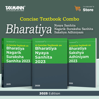 Taxmann's Concise Textbook COMBO For India's Criminal Laws—BNS | BNSS | BSA – Featuring Commentary | Comparison Tables | Student-Friendly Features For Seamless Understanding & Application(Paperback, Taxmann) Taxmann's Concise Textbook COMBO For India's Criminal Laws—BNS | BNSS | BSA – Featuring Commentary | Comparison Tables | Student-Friendly Features For Seamless Understanding & Application(Paperback, Taxmann)