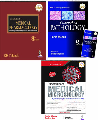 MBBS 2ND YEAR SET ((Textbook Of Pathology With Pathology Quick Review And MCQs, 8TH {Harsh Mohan }+ Essentials Of Medical Pharmacology {KD Tripathi} +Essentials Of Medical Microbiology, 10th Edititon{Sastry Apurba})(Paperback, ALL AUTHORS)
