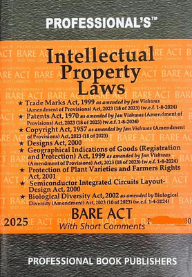 The Intellectual Property Laws Bare Act Latest Edition (Pocket) With Short Comments(Paperback, Professional's)