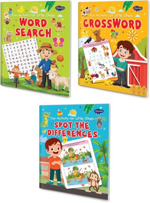 Pack Of 3 Fun Activity For Little Ones Word Search, Crossword & Spot The Differnces | By Sawan(Paperback, Sawan)