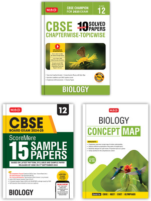 MTG CBSE Class 12 Previous 10 Years (2024-2015) Chapterwise Topicwise Solved Papers + ScoreMore 15 Sample Paper With Concept/Mind Map Biology (Set Of 3 Book) - CBSE Champion For 2025 Exam | Video Solution Of PYQs(Paperback, MTG Editorial Board)