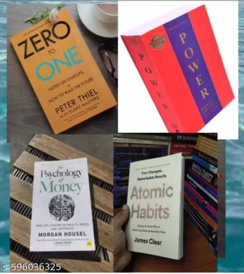 Atomic Habits+ The Psychology Of Moneyy+ Zero To One + The 48 Laws Of Powers ( Set Of 4 Books English Paperback )(Paperback, SELF HELP)