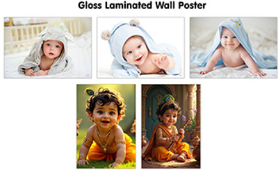 GOWOO BABY POSTER - 1, 2, 3 And KRISHNA BABY POSTER - 3 And 4 (GLOSS LAMINATION) :- Cute Baby Laminated Wall Art, Adorable Baby Wall Hanging, Pregnancy Wall Décor | Pack Of 5 Baby Posters(GLOSS LAMINATION, GOWOO)