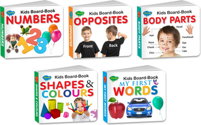 Sawan Present Set Of 5 Board Books | Kids Board Book Series | Numbers, Opposites, Body Parts, Shape & Colour & My First Words(Board Book, Manoj Publications Editorial Board)