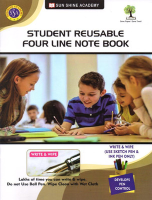 Student Reusable Four Line Note Book |Re-Usable- Write And Wipe Book | Write Lakhs Of Times|(Paperback, Sun Shine Academy)