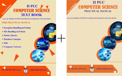 2nd PUC - COMPUTER SCIENCE - Text Book + Practical Manual |Set Of 2 Books| As Per Syllabus (NCERT) Prescribed By Karnataka Pre-University Board| For 2025 -26|(Paperback, Muniyappa K.C, Chidambara B.S)