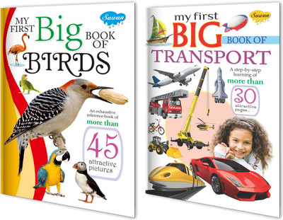 Sawan Present Set Of 2 Big Books | My First Big Book Birds And My First Big Book Picture Transports(Pin Binding, Manoj Publications Editorial Board)