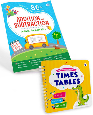 Addition & Subtraction Activity Book For Kids And My First Board Book Of Time Tables | Set Of 2(Paperback, Target Publications)