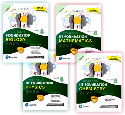COMBO Pearson IIT Foundation PHYSICS, CHEMISTRY, BIOLOGY & MATHEMATICS Class 8, SET OF 4 BOOKS Revised As Per CBSE And NCERT Curriculum Guidelines With Includes Active App -To Gauge Self Preparation - TENTH Edition 2023 By