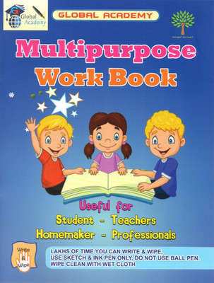 Re-Usable Wipe And Clean Book | Multipurpose Work Book - Un-Ruled / Plain| For Students. Teachers. Homemaker. Professionals|(Paperback, Global Academy)
