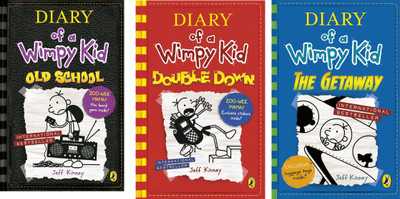 Set Of 3 (Three) Books Of Diary Of A Wimpy Kid : Old School, Double Down, The Getaway(Paperback, Jeff Kinney)