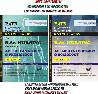 RNPD Chapterwise Question Bank & Solved Papers For B.Sc. Nursing 1st Semester (4 Subjects In 2 Books) - INC Syllabus(Paperback, Dr. Rahul Tiwari, Tilka Singh, Dr Aditendra Sharma, Ms. Sudhi Gautam)