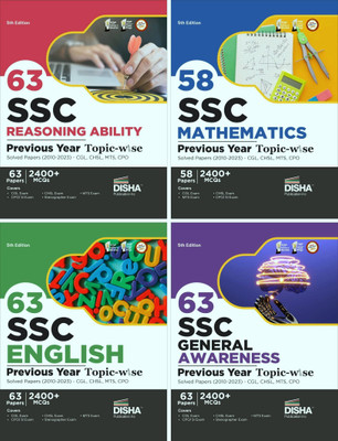 Combo (Set Of 4 Books) 63 SSC Mathematics, English, Reasoning Ability & General Awareness Previous Year Topic-Wise Solved Papers (2010 - 2023) - CGL, ... CPO - Set Of 4 Books 5th Edition | 9600+ PYQ(Paperback, DISHA`) Combo (Set Of 4 Books) 63 SSC Mathematics, English, Reasoning Ability & General Awareness Previous Year Topic-Wise Solved Papers (2010 - 2023) - CGL, ... CPO - Set Of 4 Books 5th Edition | 9600+ PYQ(Paperback, DISHA`)
