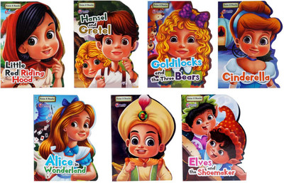 Shaped Board Book Raise A Reader Little Red Riding Hood,Hansel And Gretel,Goldilocks And The Three Bears,Cinderella,Alice In Wonderland,Elves And The Shoemaker(Hardcover, Sumit publications)