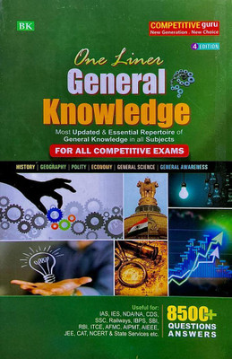One Liner General Knowledge For All Competitive Exam 4th Edition 2024. 8500+ Questions And Answers(Paperback, BK GROUP OF WRITERS)