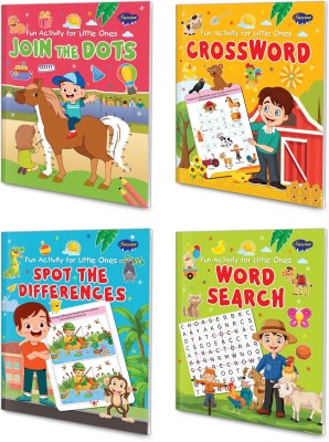 Pack Of 4 Fun Activity For Little Ones Word Search, Crossword, Join The Dots & Spot The Differnces | By Sawan(Paperback, Sawan)