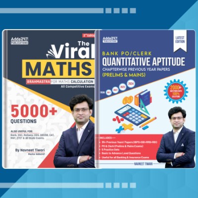 Set Of 2 Bank PO & Clerk Quantitative Aptitude Chapterwise Previous Year Papers & Viral Math 2.0 Book By Navneet Tiwari For IBPS|SBI|RBI|RRB|SEBI|NABARD|Other Banks & Insurance Exams (English Printed Edition) By Adda 247 Publication(Paperback, Navneet Tiwari Sir)