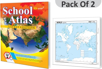 SCHOOL ATLAS LATEST EDITION (ENGLISH) - ART PAPER And SMALL - 100 WORLD POLITICAL OUTLINE MAP FOR SCHOOL I Combo Pack Of 2 Charts I Learn Geography And Map Skills(Paperback, GOWOO)