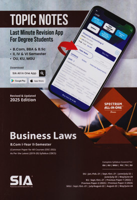 Business Laws B.Com I-Year II-Sem (Common Paper For All Courses) As Per The Latest (2019-20) Syllabus (CBCS) (DSC-202) Revised & Updated 2025 Edition(Paperback, SIA Team Of Experts)