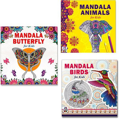 Beautiful Butterfly + Amazing Animals + Birds Mandala Art Designs Colouring Books | Butterfly Art | Animal Kingdom | Bird Designs | Mandala Art | Fun For Kids | Nature Illustrations (Set Of 3 Books)(Paperback, Namaskar Kids)