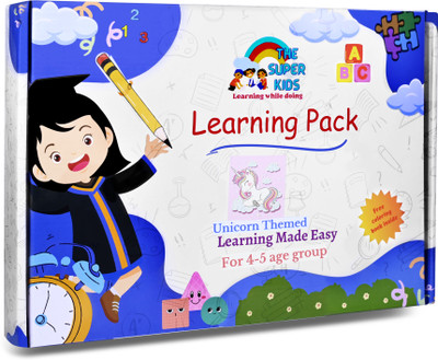 TheSuperKids Learning Pack For Age 4 To 5 Year Reusable And Untearable | Creative HomeSchooling Learning Pack | Education Kit | Cartoon Themed |Activity Worksheets(Hardcover, The Super kids)